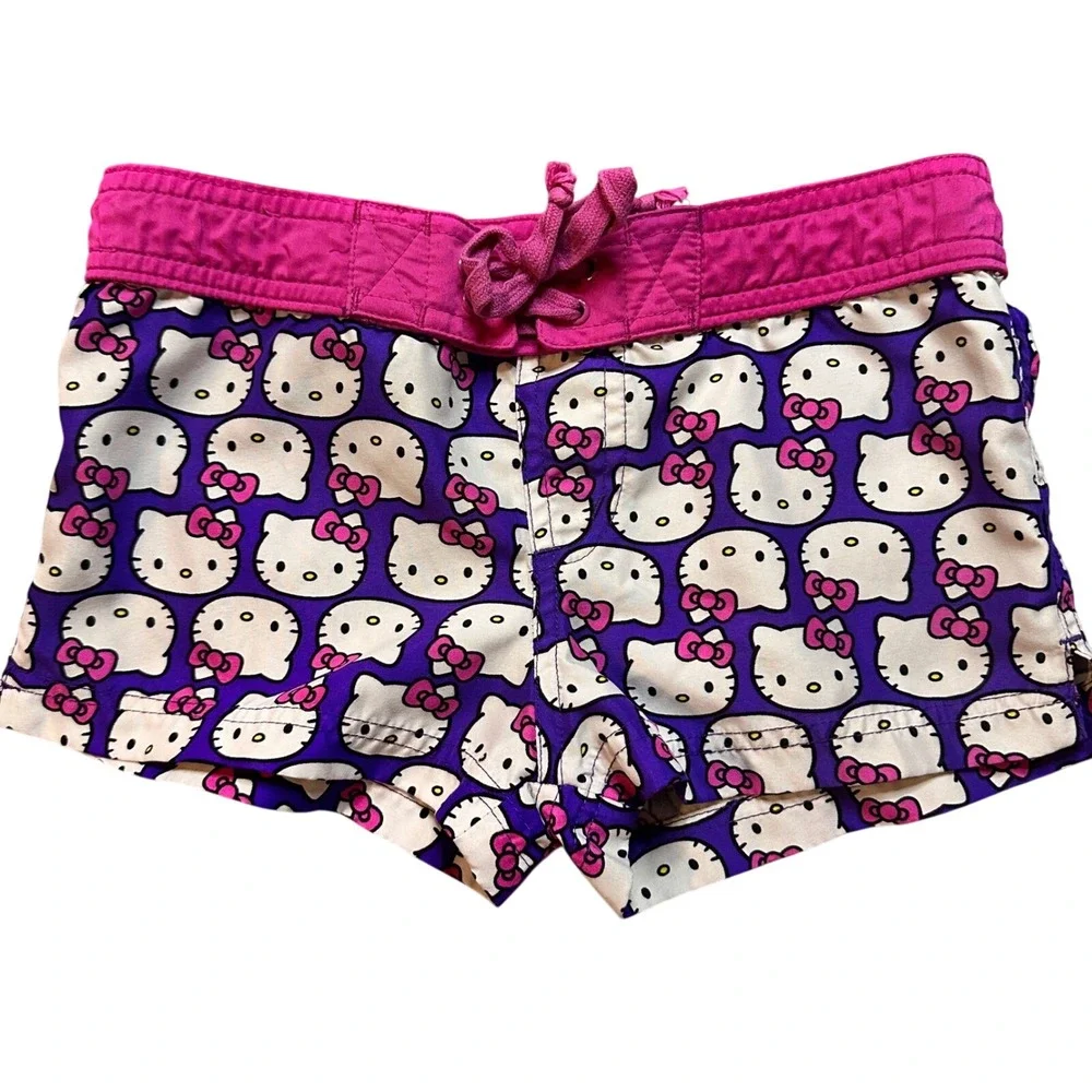 Hello Kitty Sanrio Board Shorts Printed Pink Purple‎ Polyester Youth XS